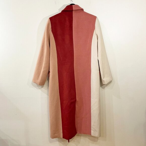New English Factory Colorblock Wool Blend Coat Pink Red Medium $280 - Picture 3 of 7